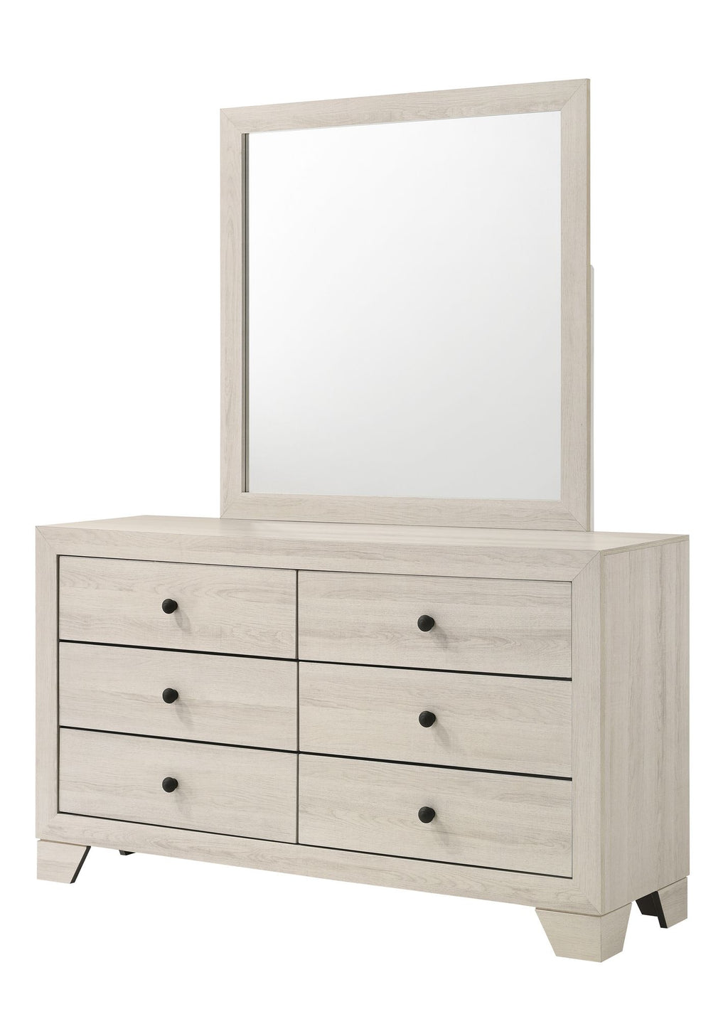 Rustic Six-Drawer Dresser with Whitewashed Finish