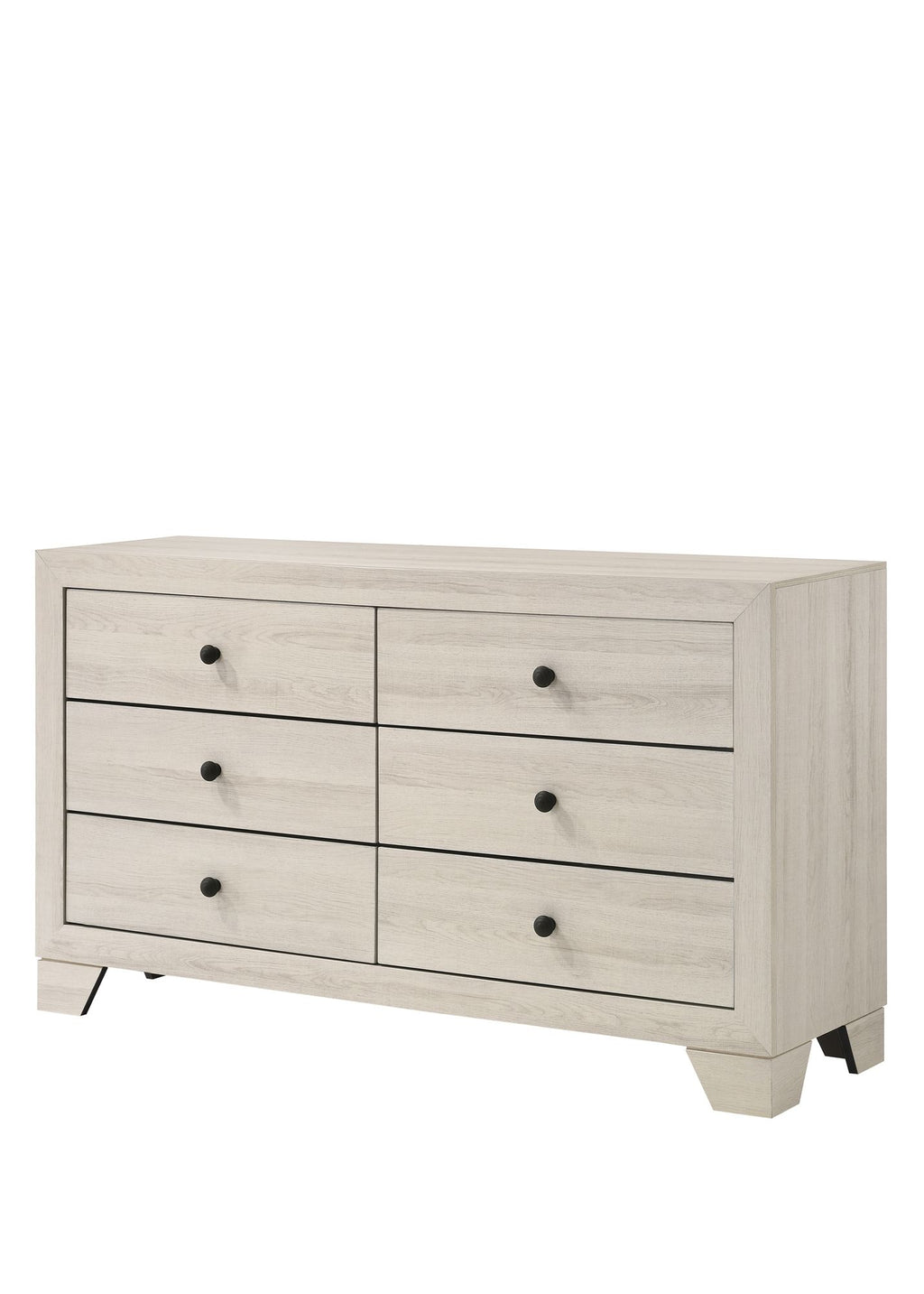 Rustic Six-Drawer Dresser with Whitewashed Finish