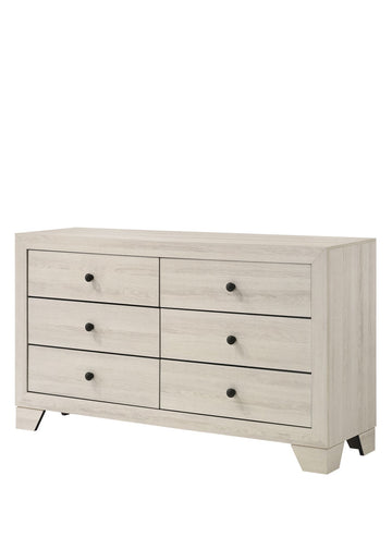 Rustic Six-Drawer Dresser with Whitewashed Finish