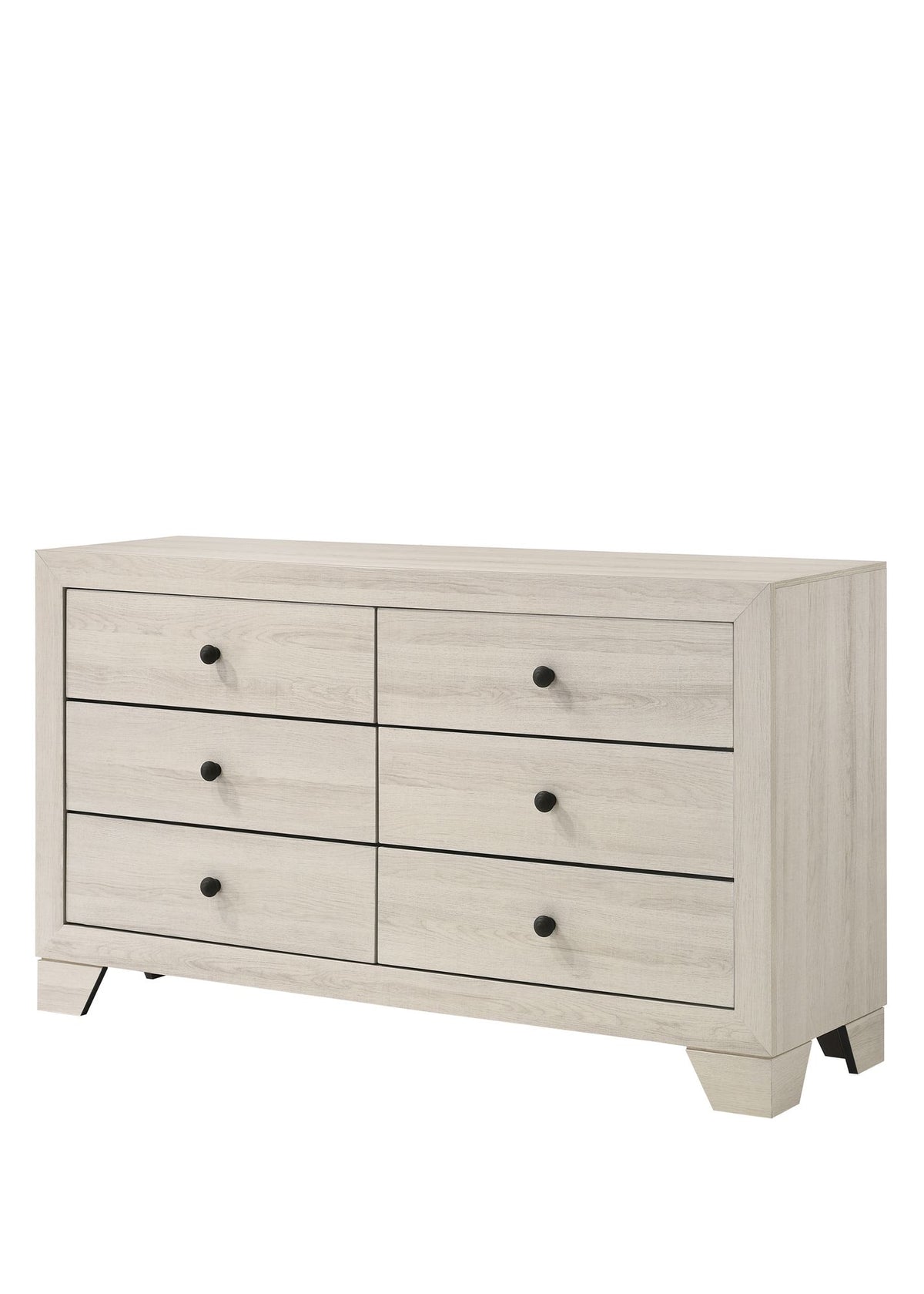 Rustic Six-Drawer Dresser with Whitewashed Finish