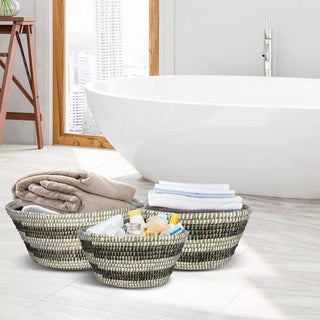 Three-Piece Stackable Basket Set with Carry Handles