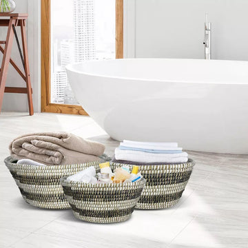 Three-Piece Stackable Basket Set with Carry Handles