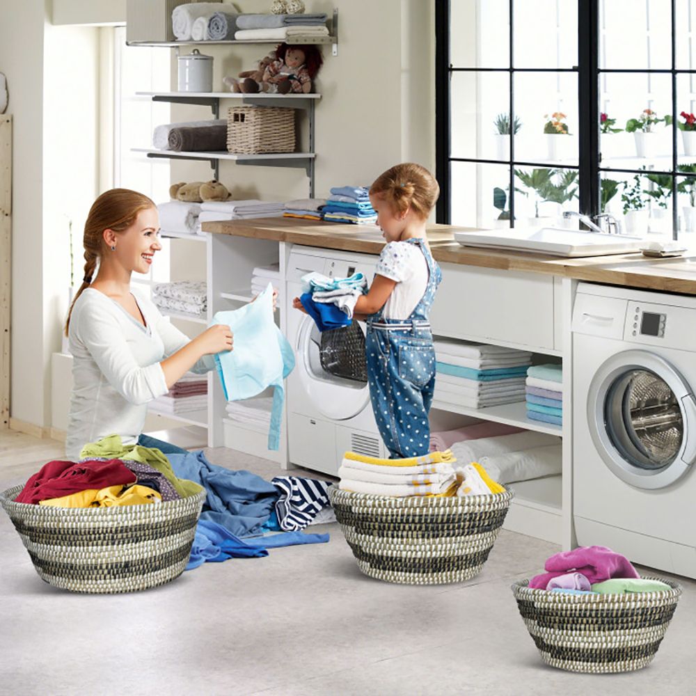 Three-Piece Stackable Basket Set with Carry Handles