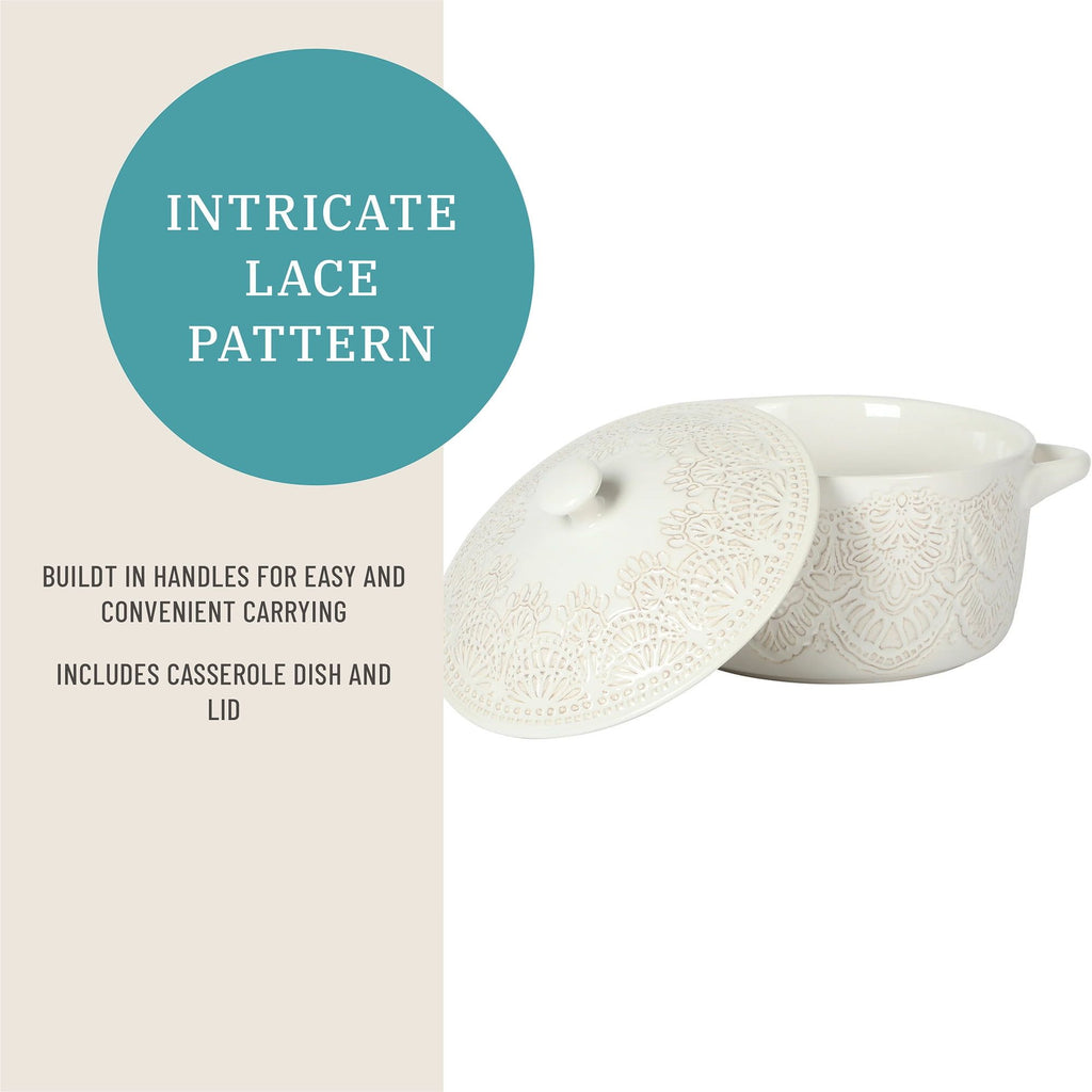 Vintage Lace Lidded Cocotte for Baking and Serving