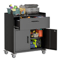 Lockable Rolling Tool Cabinet with Adjustable Shelves and Drawer