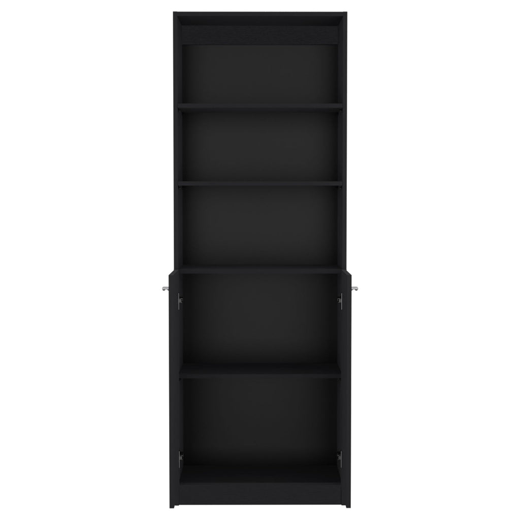 2-Door Bookcase with Open Upper Shelves & Concealed Lower Storage