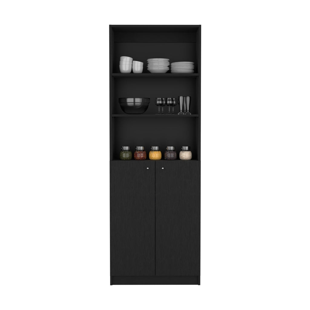 2-Door Bookcase with Open Upper Shelves & Concealed Lower Storage