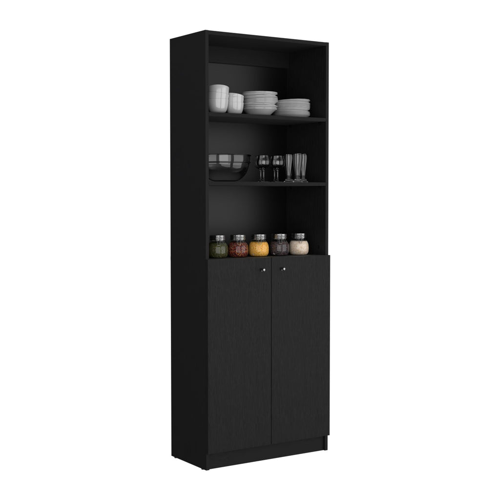 2-Door Bookcase with Open Upper Shelves & Concealed Lower Storage