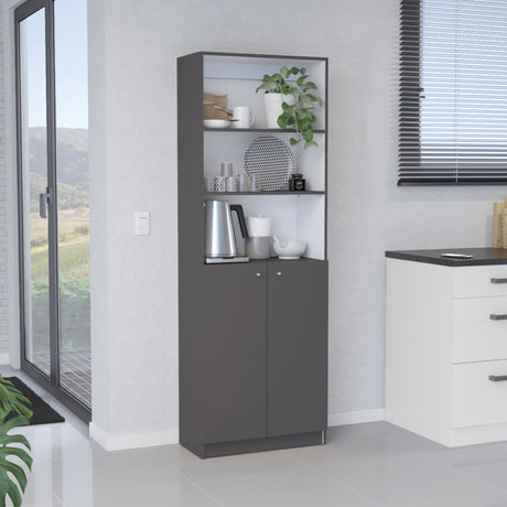 2-Door Bookcase with Upper Open Shelves and Enclosed Lower Storage
