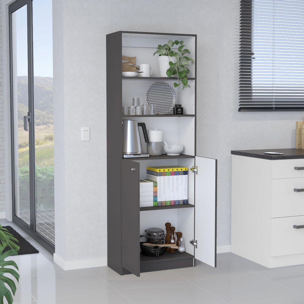 2-Door Bookcase with Upper Open Shelves and Enclosed Lower Storage