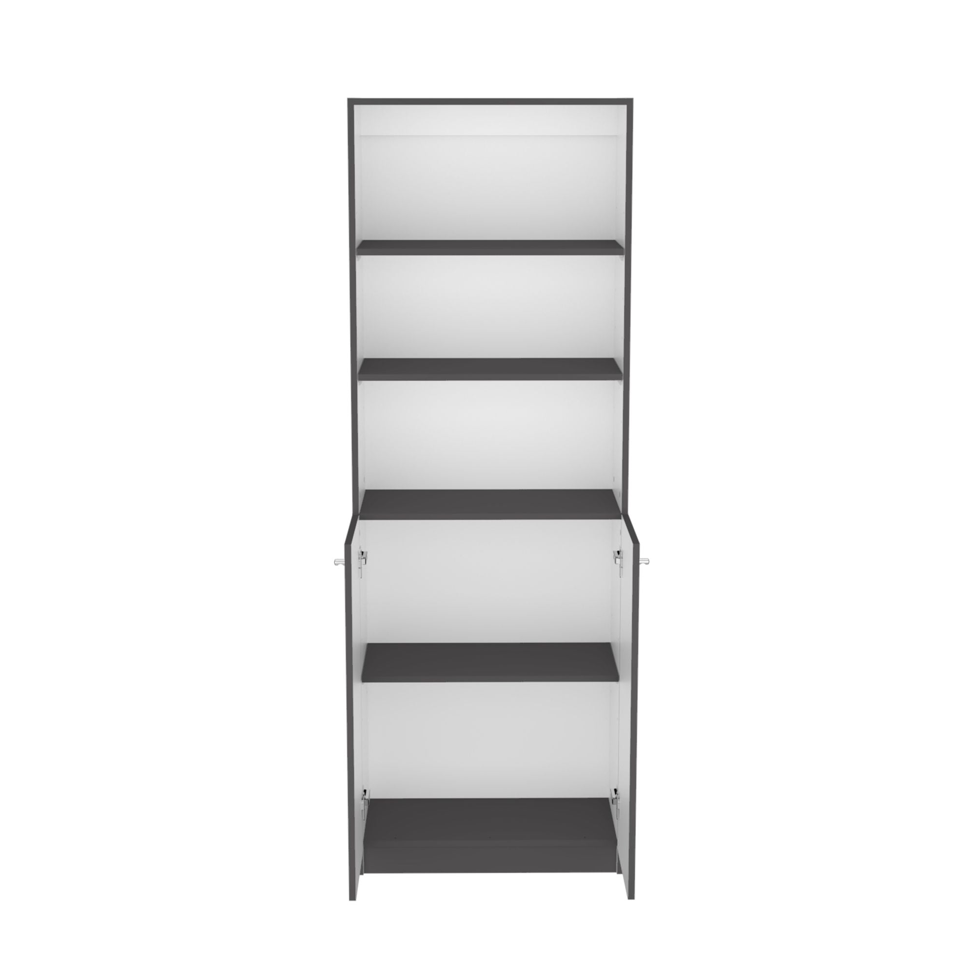 2-Door Bookcase with Upper Open Shelves and Enclosed Lower Storage