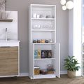 2-Door Bookcase with Open Upper Shelves – White