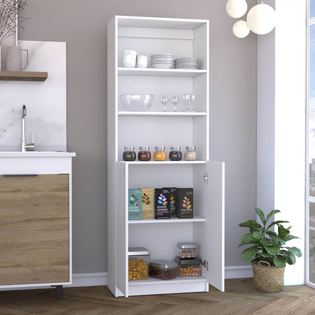 2-Door Bookcase with Open Upper Shelves – White