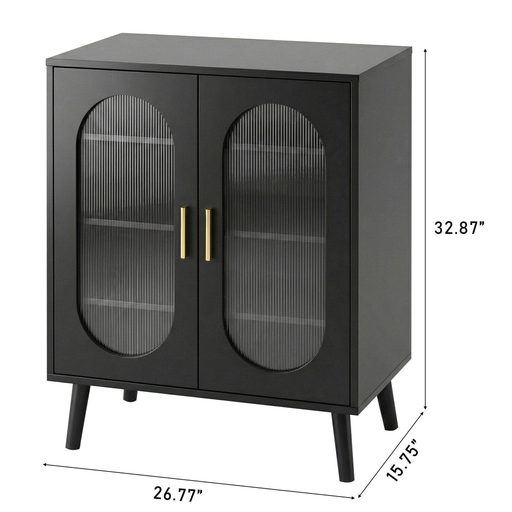 Illuminated 2-Door Shoe Cabinet with Adjustable Shelves and USB LED Light Strip