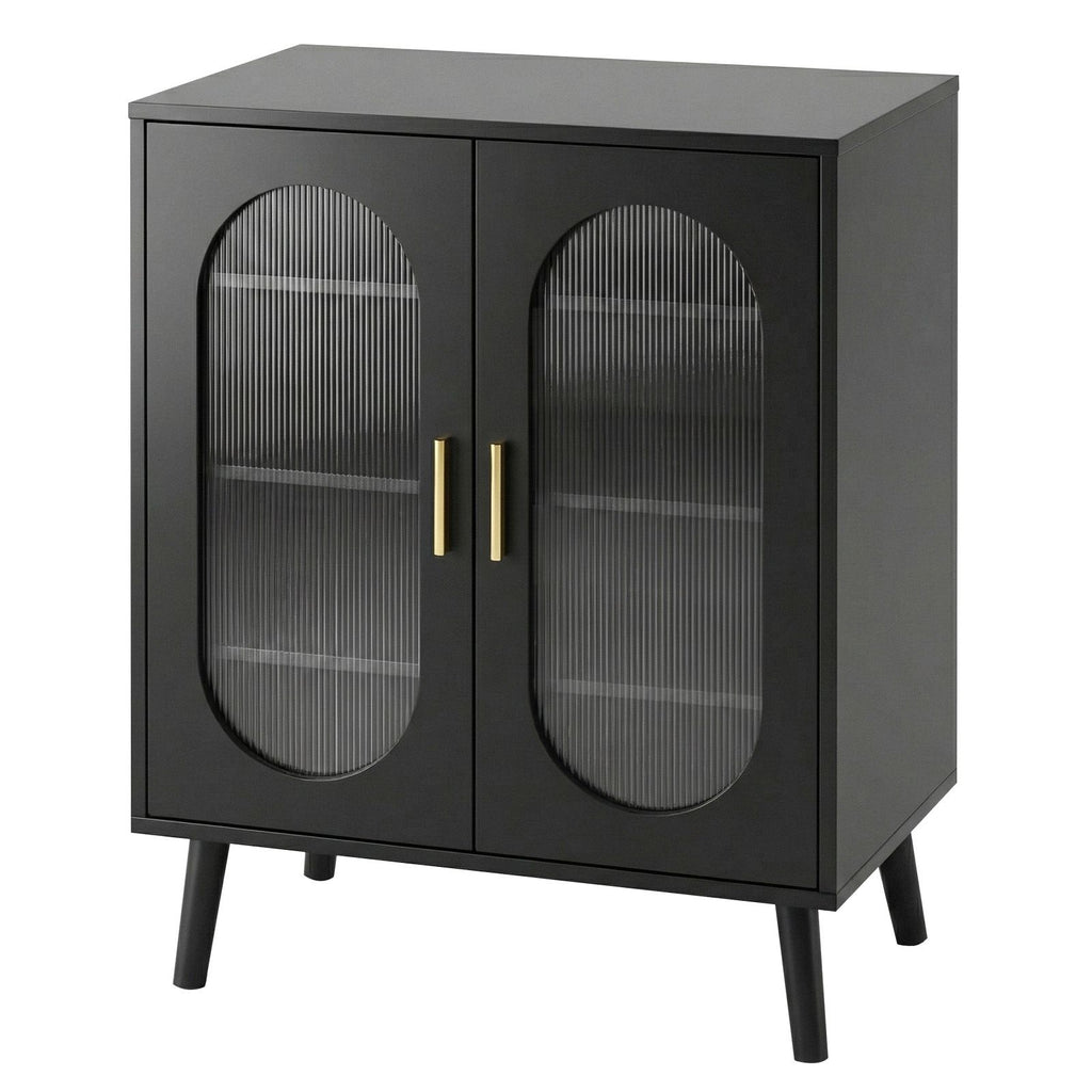 Illuminated 2-Door Shoe Cabinet with Adjustable Shelves and USB LED Light Strip