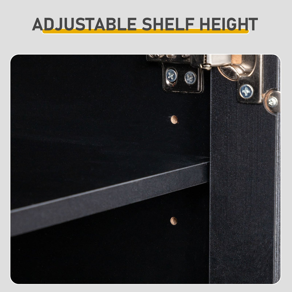 Illuminated 2-Door Shoe Cabinet with Adjustable Shelves and USB LED Light Strip