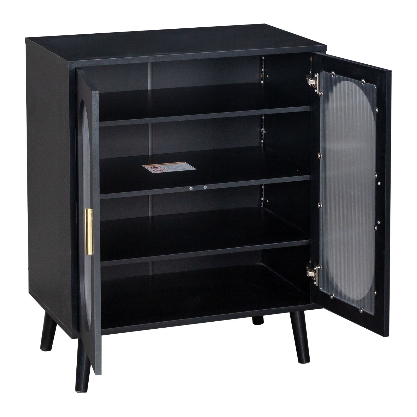 Illuminated 2-Door Shoe Cabinet with Adjustable Shelves and USB LED Light Strip