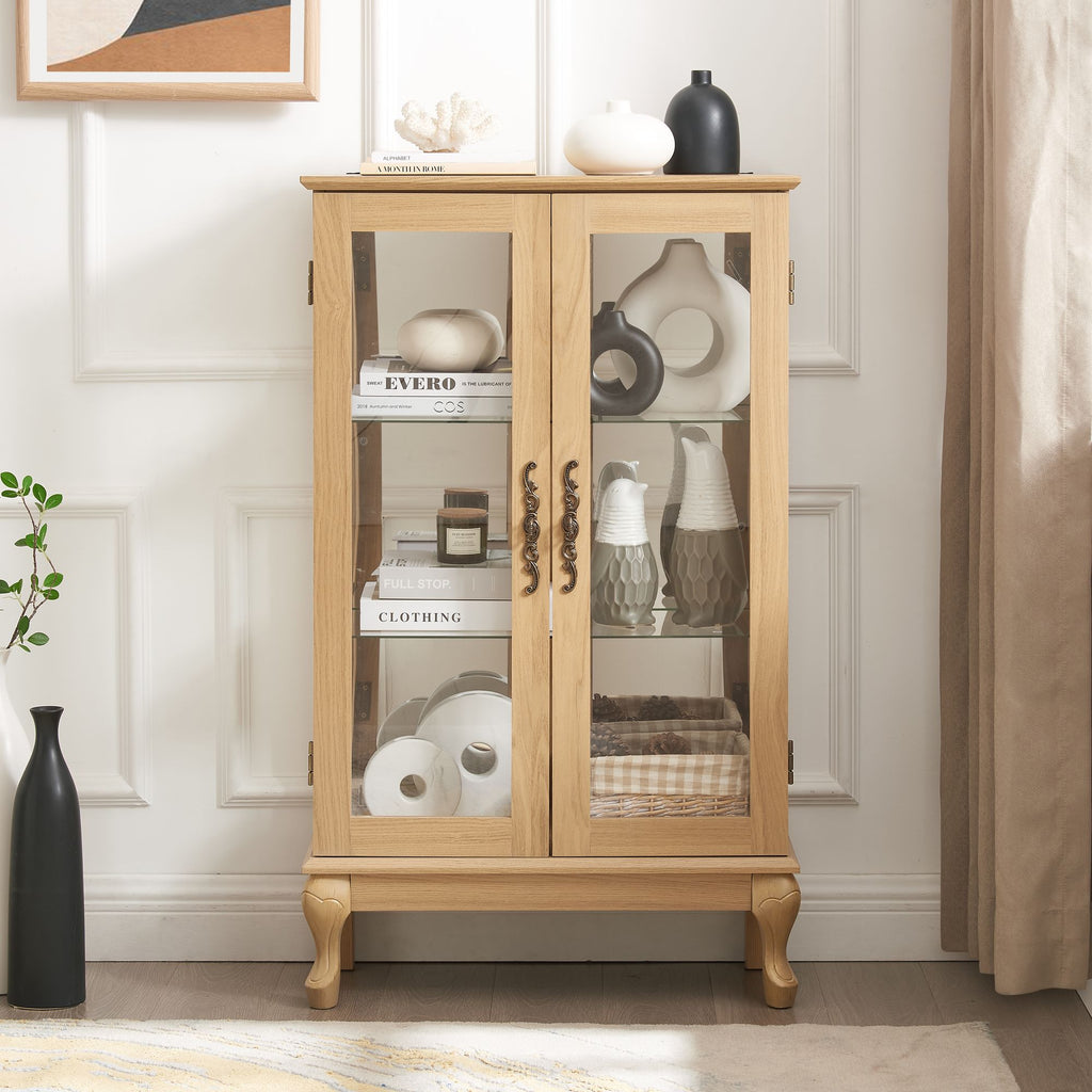 Lighted Two-Door Curio Cabinet with Adjustable Shelves