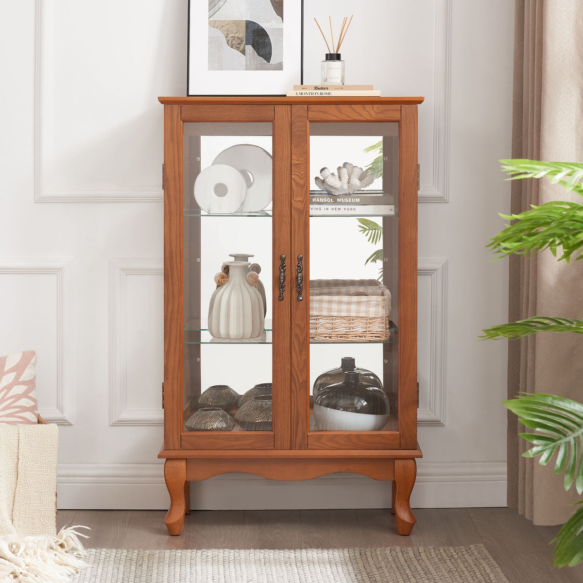 Lighted Two-Door Curio Display Cabinet