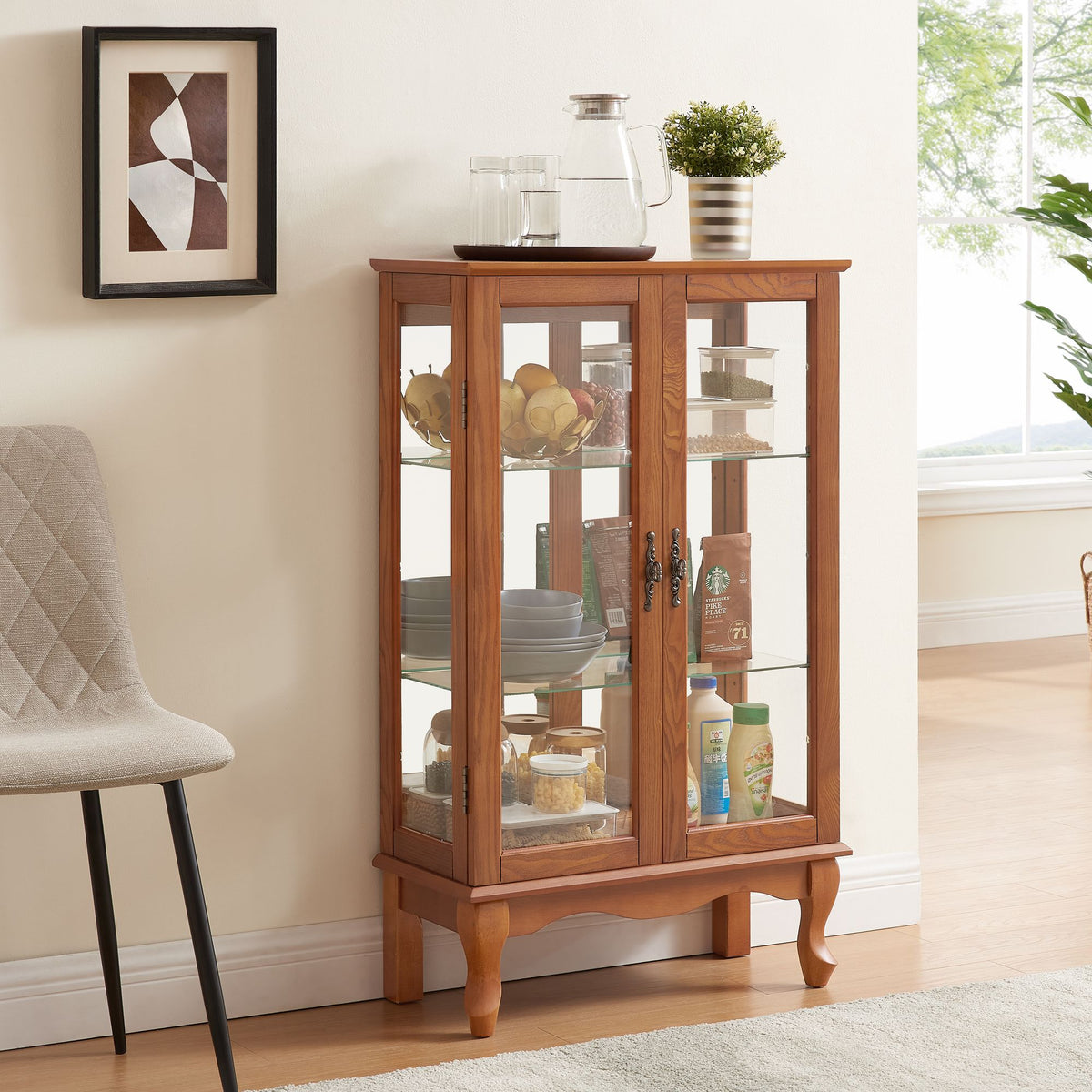 Lighted Two-Door Curio Display Cabinet