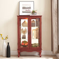 Cherry Curio Cabinet with Lighted Mirrored Display