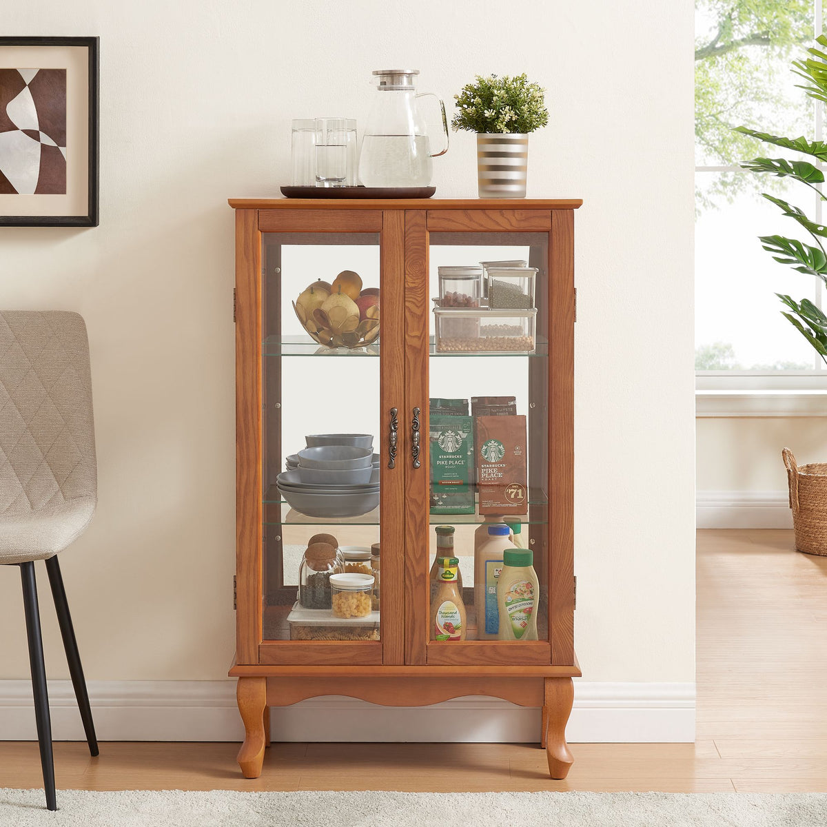 Lighted Two-Door Curio Display Cabinet
