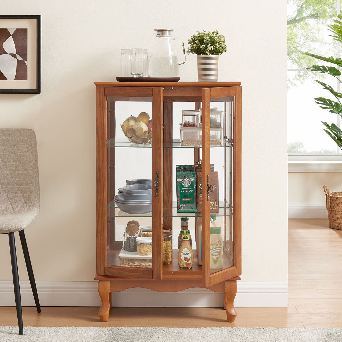 Lighted Two-Door Curio Display Cabinet