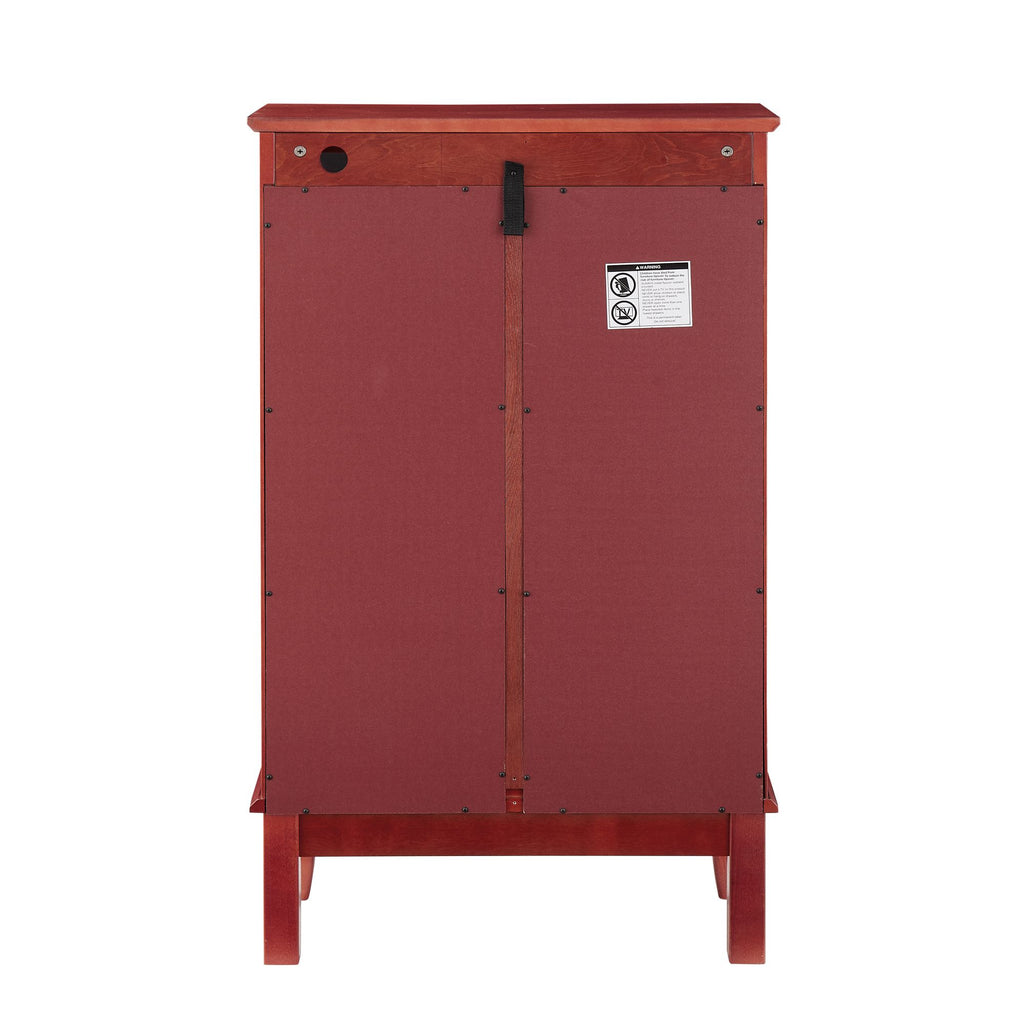 Cherry Curio Cabinet with Lighted Mirrored Display