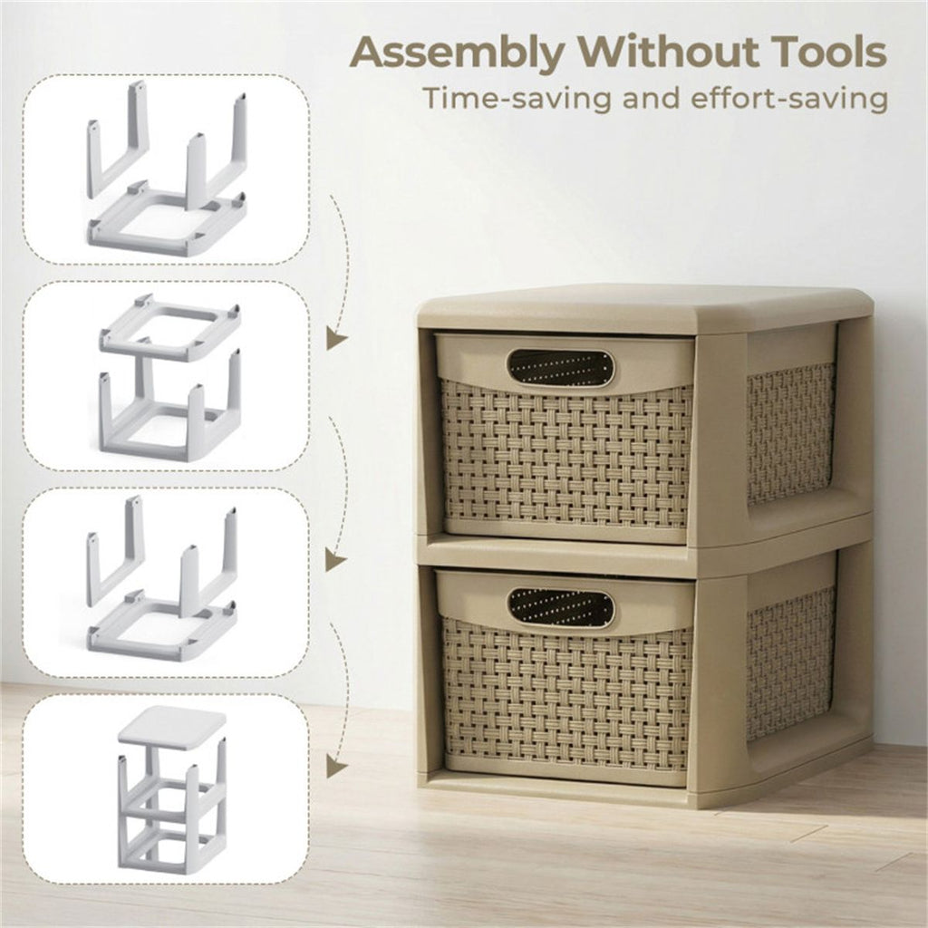 Slim Wicker-Style Two-Drawer Storage Organizer