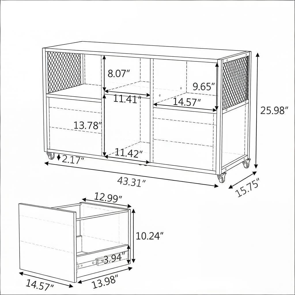 Versatile Mobile Lateral File Cabinet with Silent Mobility