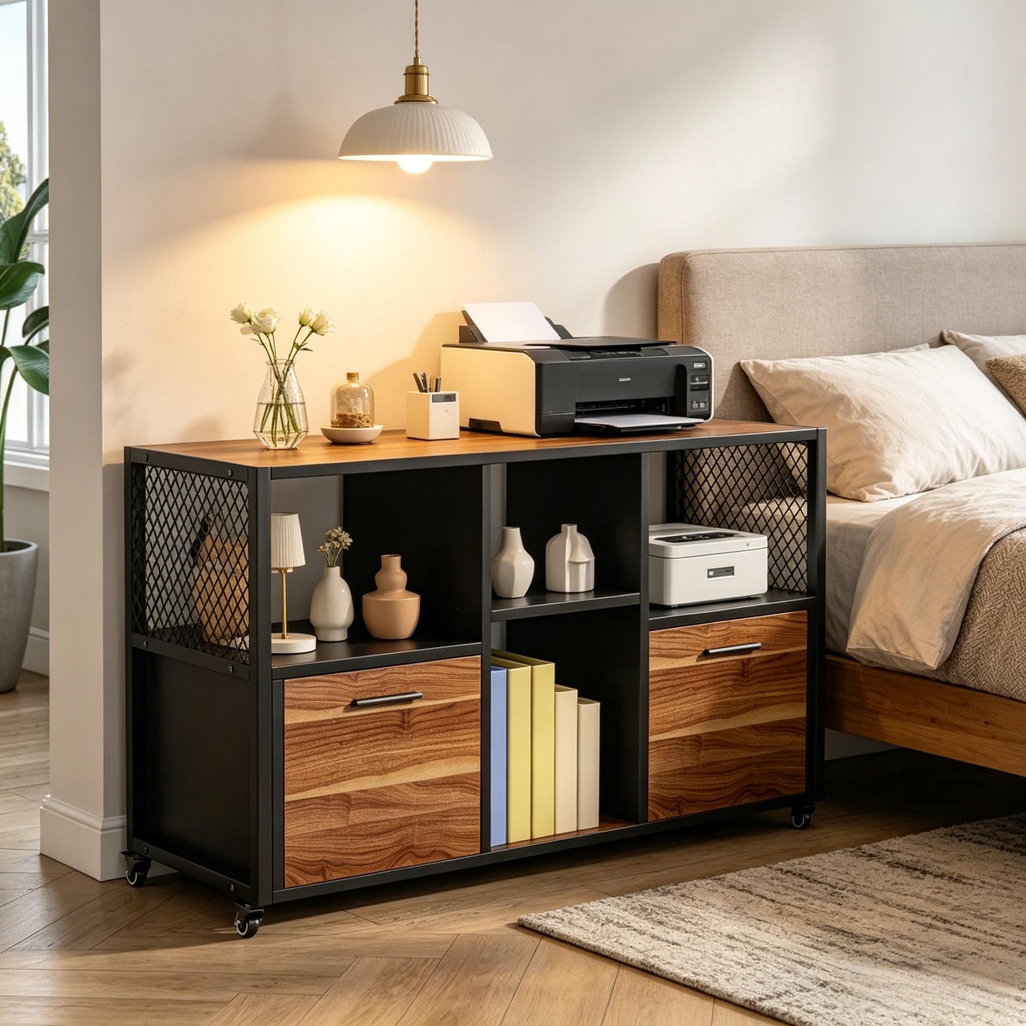 Versatile Mobile Lateral File Cabinet with Silent Mobility