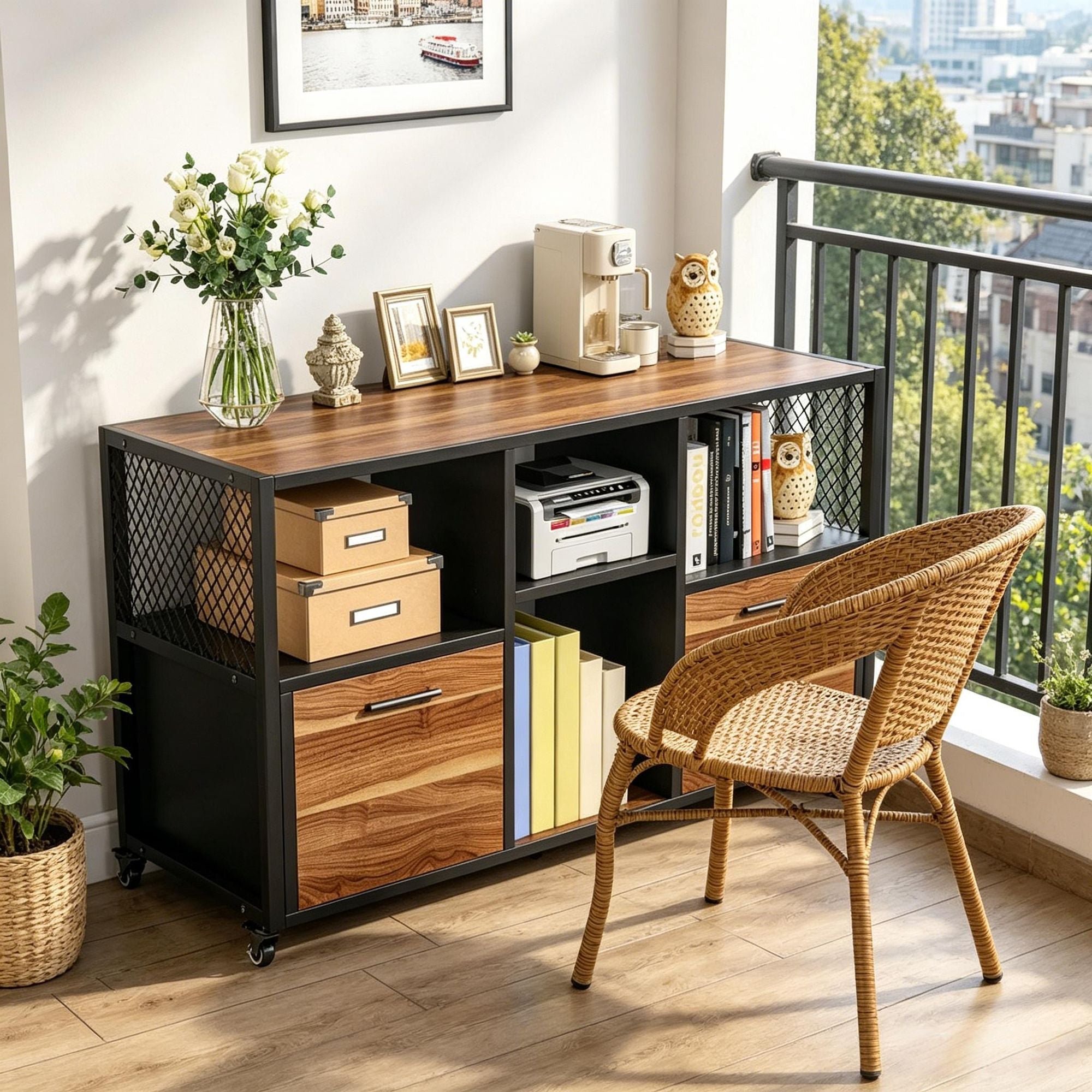 Versatile Mobile Lateral File Cabinet with Silent Mobility