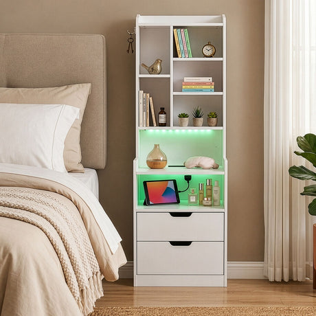 2 Drawers + 1 Shelf + 6-Shelf BedsideTable US Standard Power Supply (1 USB + 1 Type-C + 2