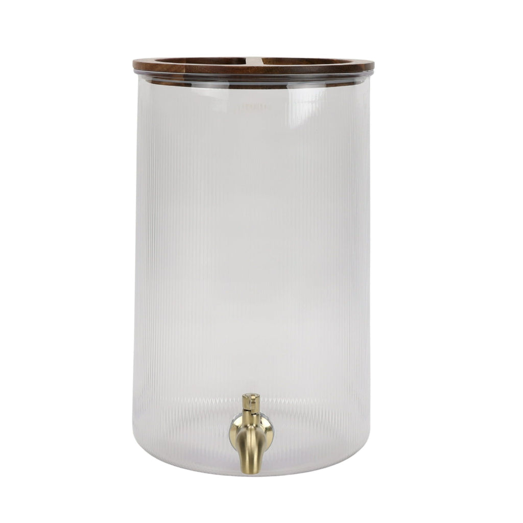 2-Gallon Clear Countertop Beverage Dispenser with Acacia Wood Lid