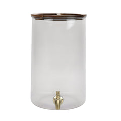 2-Gallon Clear Countertop Beverage Dispenser with Acacia Wood Lid