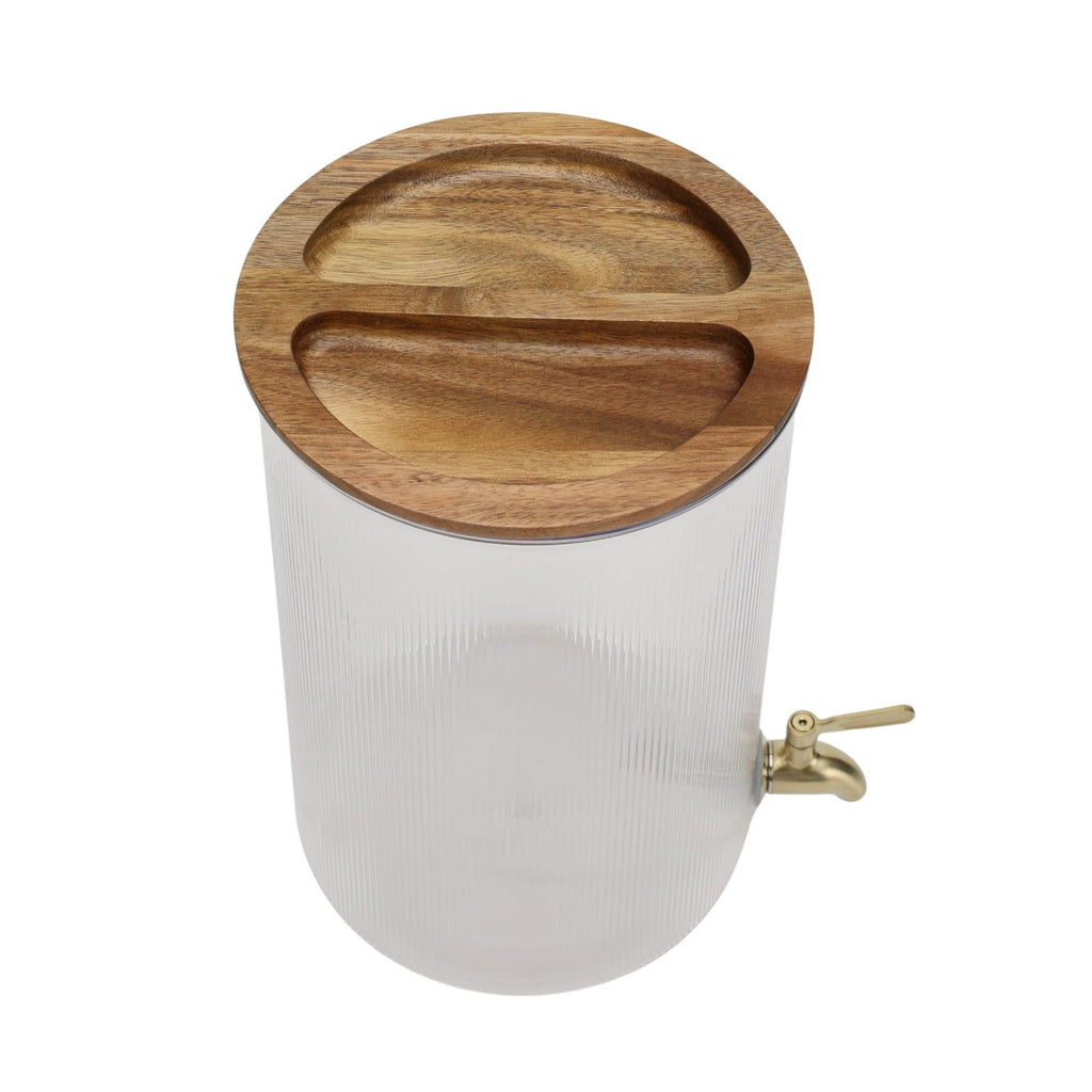 2-Gallon Clear Countertop Beverage Dispenser with Acacia Wood Lid