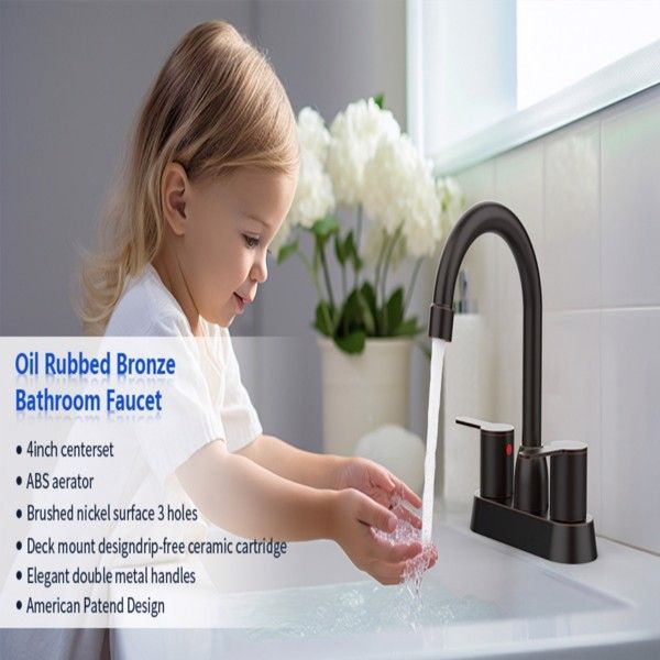 Oil-Rubbed Bronze Two-Handle Centerset Bathroom Faucet