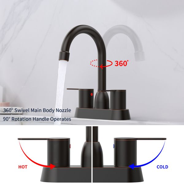 Oil-Rubbed Bronze Two-Handle Centerset Bathroom Faucet