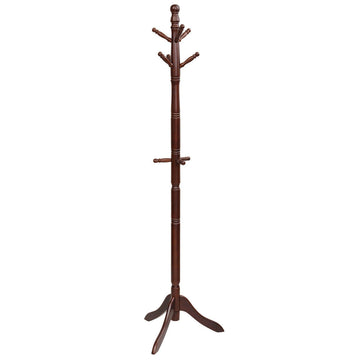 Wooden Coat Rack with 9 Hooks and Adjustable Height