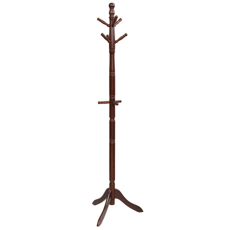 Wooden Coat Rack with 9 Hooks and Adjustable Height