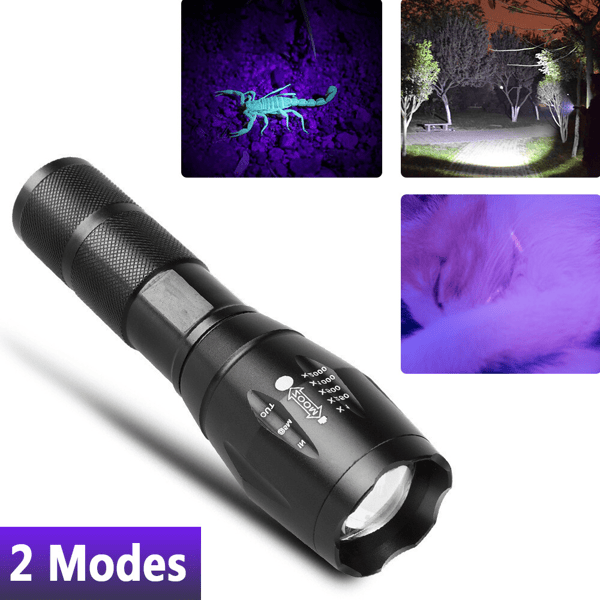 Dual UV and White Zoomable Inspection Flashlight