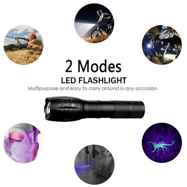 Dual UV and White Zoomable Inspection Flashlight