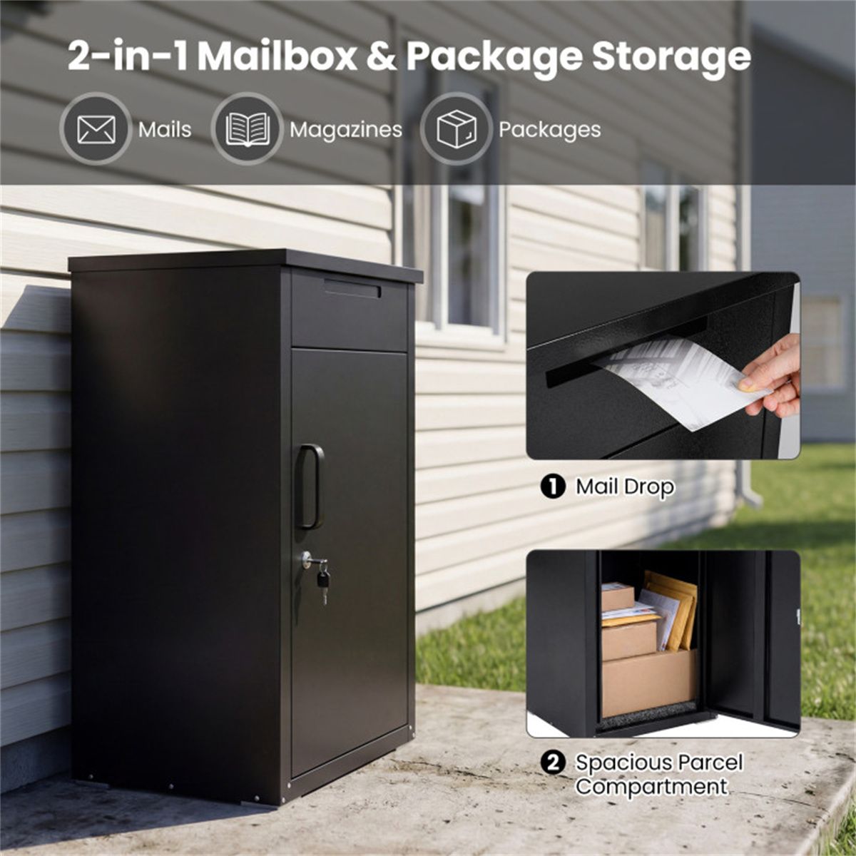 Lockable Two-in-One Mailbox and Parcel Box
