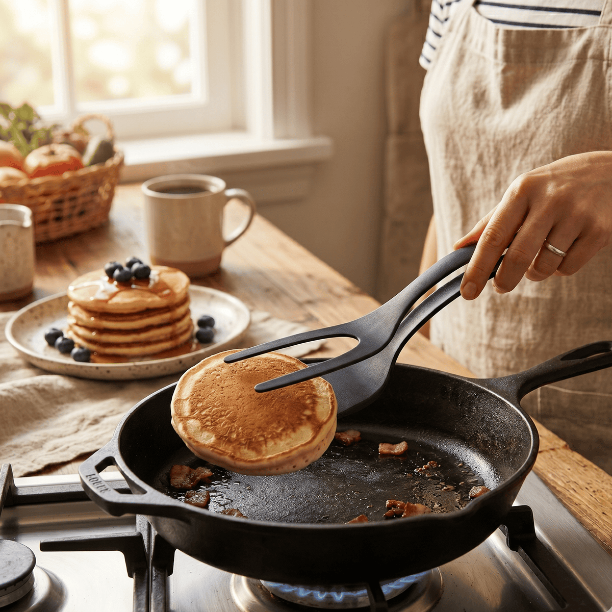 Two-in-One Spatula Tongs for Flipping and Serving