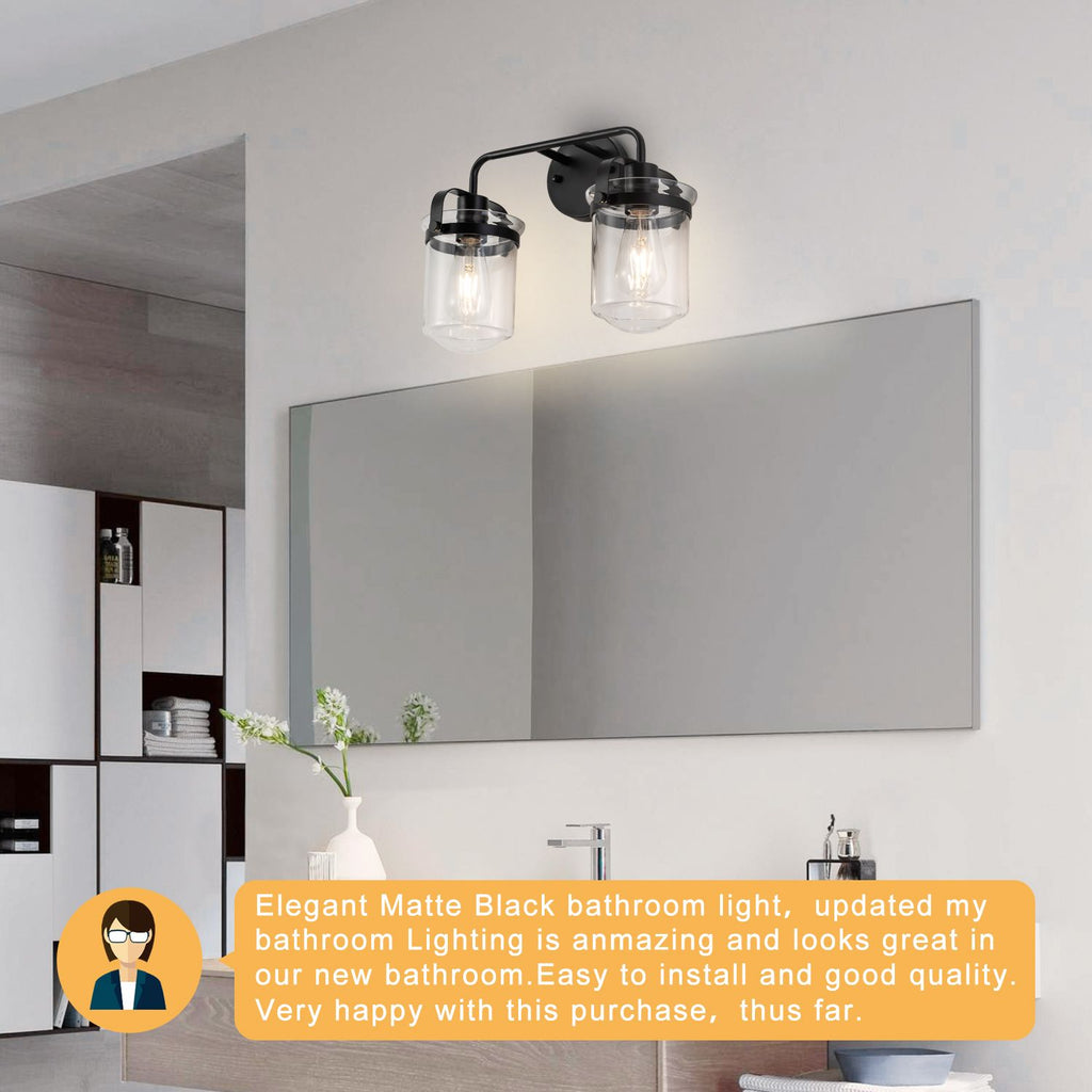Modern Two-Light Wall Sconce with Clear Glass Shades