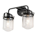Modern Two-Light Wall Sconce with Clear Glass Shades