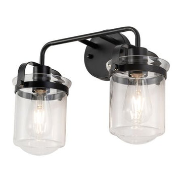 Modern Two-Light Wall Sconce with Clear Glass Shades