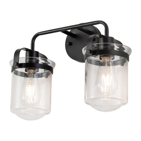 Modern Two-Light Wall Sconce with Clear Glass Shades