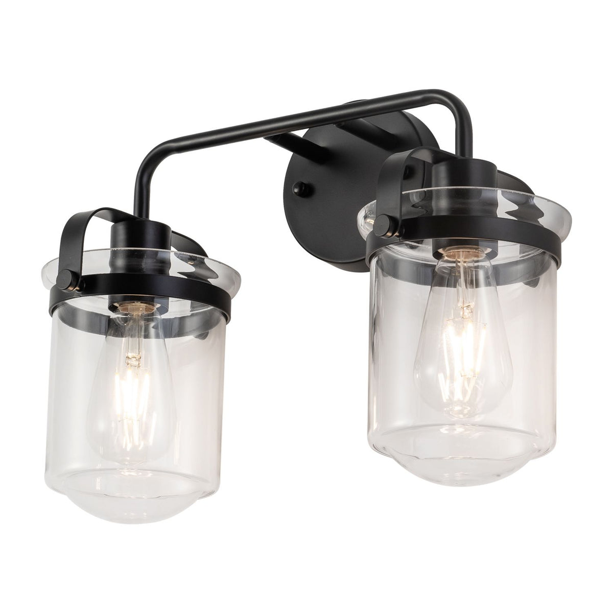 Modern Two-Light Wall Sconce with Clear Glass Shades