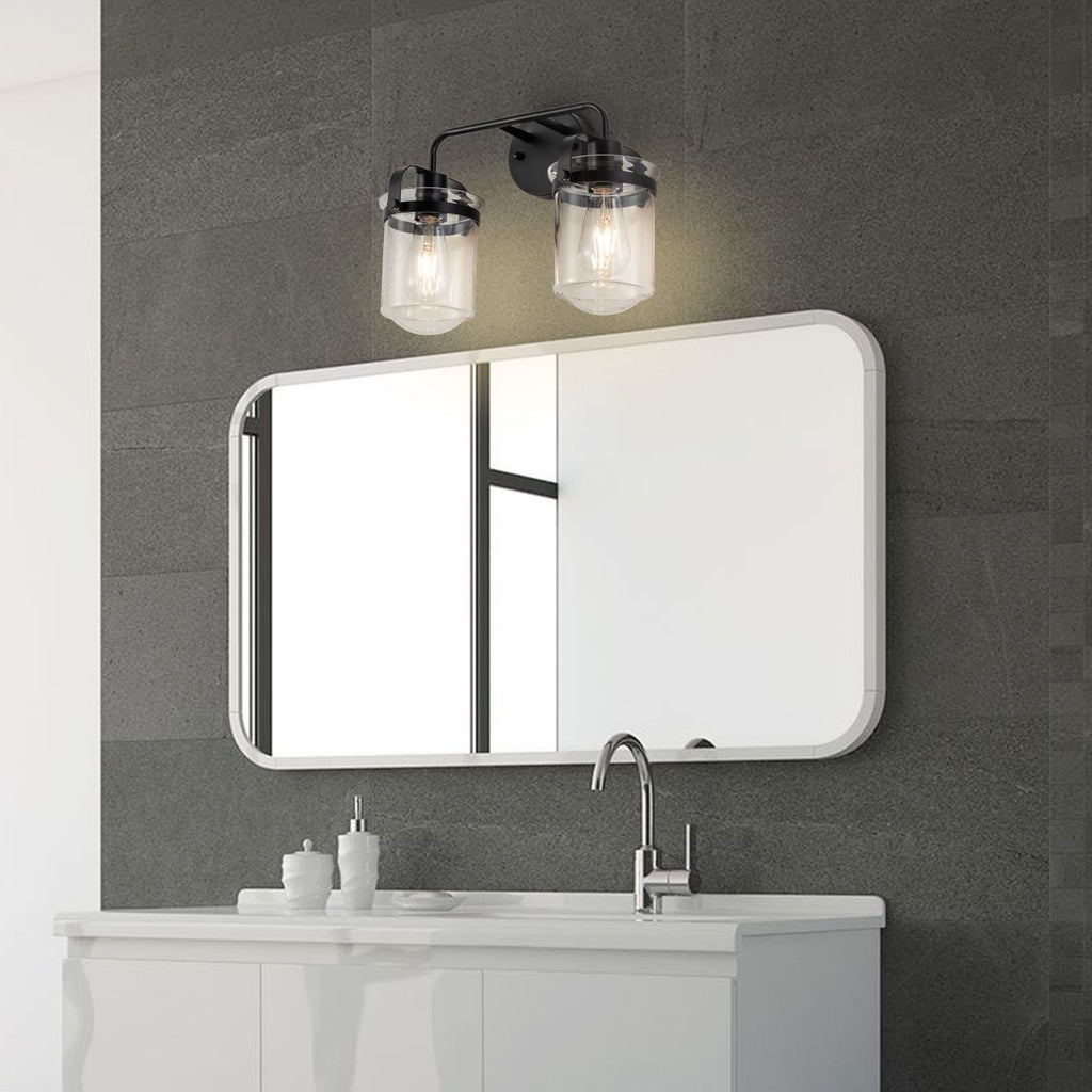 Modern Two-Light Wall Sconce with Clear Glass Shades